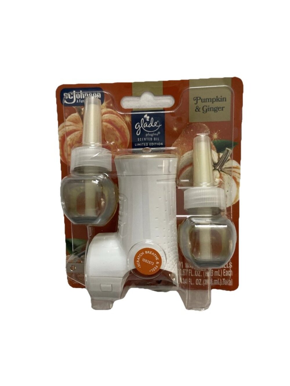 Glade PlugIns Starter Kit Pumpkin & Ginger 1 Warmer + 2 Refills Essential Oils